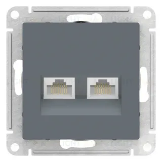 Розетка двойная компьютерная RJ45+RJ45 кат. 6А, механизм Systeme Electric AtlasDesign Грифель ATN000788 ATN000788