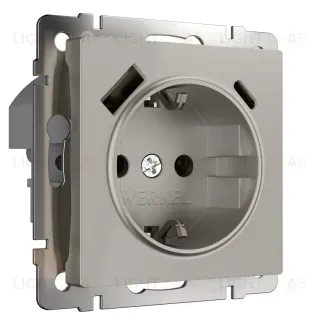 Розетка с/з шторками и USB тип A+C Werkel W1271704 4690389211997 a069465 4690389211997