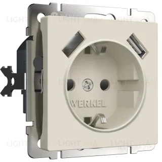 Розетка с заземлением, шторками и USBх2 Werkel 4690389192005 W1171562 a062426 4690389192005