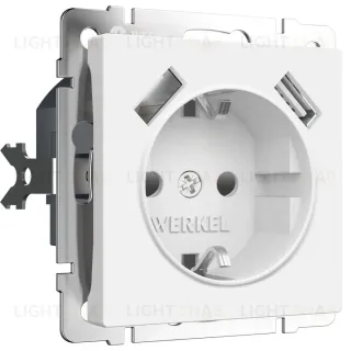 Розетка с заземлением, шторками и USBх2 Werkel 4690389191992 W1171561 a062406 4690389191992
