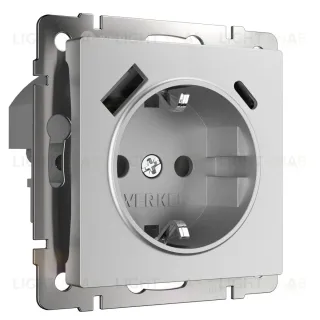 Розетка с заземлением, шторками и USB тип A+C Werkel W1171765 4690389195600 a063618 4690389195600