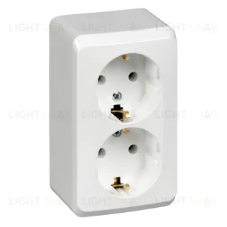 Розетка 2-ая с/з без шторок Systeme Electric Этюд наруж Бел PA16-007B PA16-007B