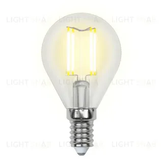 Лампа светодиодная филаментная (UL-00002201) Uniel E14 6W 3000K прозрачная LED-G45-6W/WW/E14/CL GLA01TR