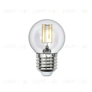 Лампа светодиодная филаментная (UL-00000196) Uniel E27 6W 3000K прозрачная LED-G45-6W/WW/E27/CL LED-G45-6W/WW/E27/CL PLS02WH