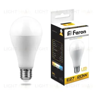 Лампа светодиодная Feron E27 20W 2700K Шар Матовая LB-98 25787