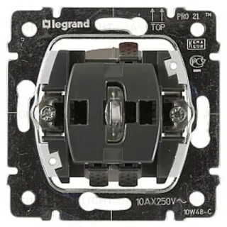 Выключатель одноклавишный 2-полюсный Legrand Galea Life 10A 250V с подсветкой 775822