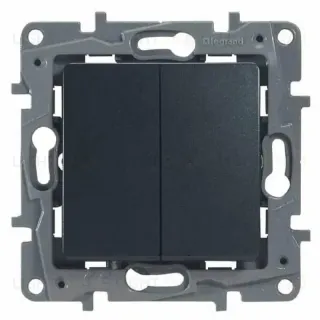 Переключатель двухклавишный Legrand Etika 10A 250V антрацит 672612