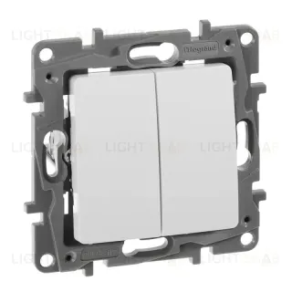 Переключатель двухклавишный Legrand Etika 10A 250V белый 672212