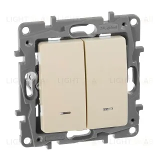 Выключатель двухклавишный Legrand Etika с подсветкой 10A 250V слоновая кость 672304