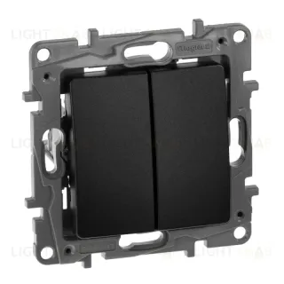 Выключатель двухклавишный Legrand Etika 10A 250V антрацит 672602
