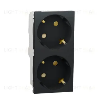 Розетка двойная Schneider Electric Unica New Modular с/з со шторками NU306754A