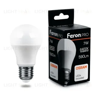 Лампа светодиодная Feron Pro E27 7W 6400K груша матовая LB-1007 38025