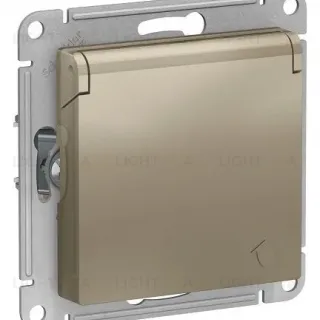 Розетка с заземлением со шторками и крышкой Schneider Electric Atlas design ATN000546