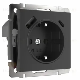 Розетка с быстрой зарядкой USB Type A+С черный W1171708 4690389176449