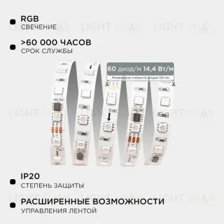 Комплект адресной светодиодной ленты Apeyron 24В 14,4Вт/м smd5050 60д/м IP20 2м RGB (адаптер питания, контроллер) 10-91