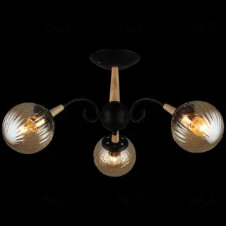 Люстра на штанге Reluce 04886-0.3-03 BK+WOOD