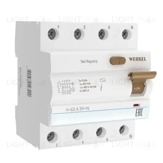 Устройство защитного отключения 3P+N 63 A 30m А АС 6 kА Werkel W914P636 4690389193200 a062566