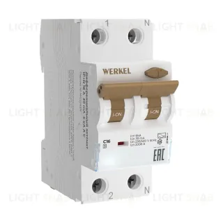 Дифференциальный автомат 1P+N 16 A 30 mА 6 kА C A Werkel W922P166 4690389193224 a062444