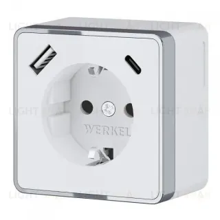 Розетка с заземлением, шторками и USB тип A+C Werkel Gallant W5071706 4690389179624 a057701