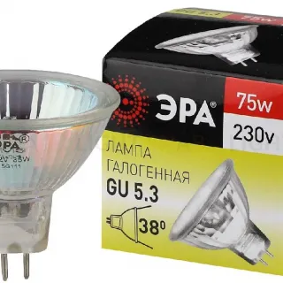 Лампа галогенная Эра GU5.3 75W 3000K GU5.3-JCDR (MR16) -75W-230V-CL C0027366