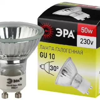 Лампа галогенная Эра GU10 50W 3000K GU10-JCDR (MR16) -50W-230V C0027386