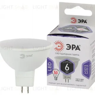 Лампа светодиодная Эра GU5.3 6W 6000K LED MR16-6W-860-GU5.3 Б0049069
