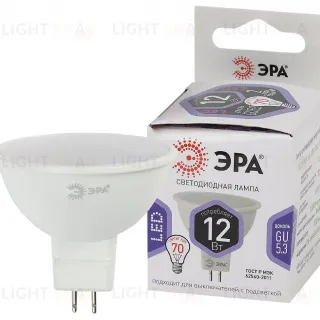 Лампа светодиодная Эра GU5.3 12W 6000K LED MR16-12W-860-GU5.3 Б0049075