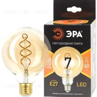 Лампа светодиодная Эра E27 7W 2400K F-LED G95-7W-824-E27 spiral gold Б0047663