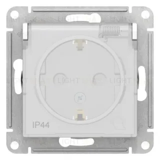 Розетка 2К+З Schneider Electric Atlas Design 16A 250V со шторками и крышкой белая ATN440146