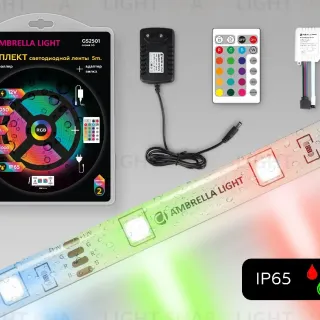 Светодиодная лента Ambrella Light LED Strip 12В 5050 7,2Вт/м RGB 5м IP65 GS2501