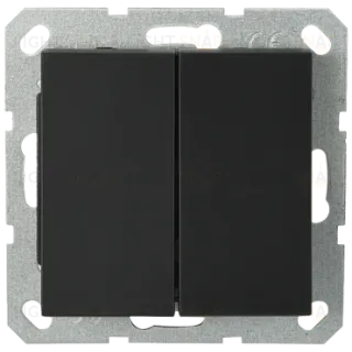 Выключатель двухклавишный Jasmart проходной с накладкой 10A 250V черный матовый (soft touch) G3022PB