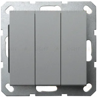 Выключатель трехклавишный Jasmart в комплекте с накладкой 10A 250V цвет алюминий G3031S
