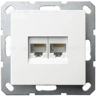 Интернет розетка Jasmart двойная разъем RJ45х2 с накладкой белый глянцевый G6106W