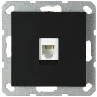 Интернет розетка Jasmart разъем RJ45 с накладкой черный матовый (soft touch) G6105PB