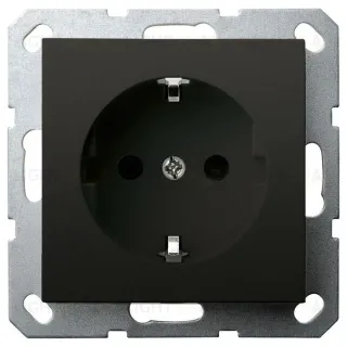 Розетка SHUKO Jasmart с защитными шторками 16A 250V 2P+T черный матовый (soft touch) G5501PB