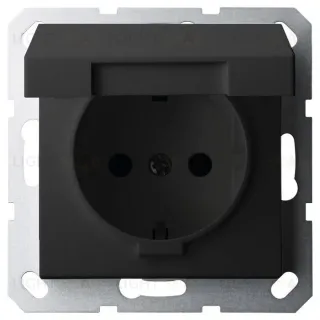 Розетка SHUKO Jasmart с крышкой с защитными шторками черный матовый (soft touch) 16A 250V 2P+T G5505PB
