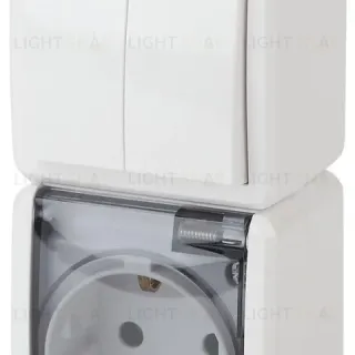 Блок розетка-выключатель двухклавишный ЭРА Эксперт IP54 16A 250V 11-7408-01 Б0036006