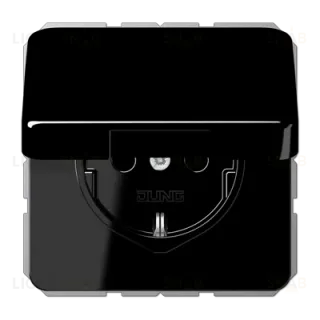 Розетка Schuko с крышкой Jung CD1520BFKLSW
