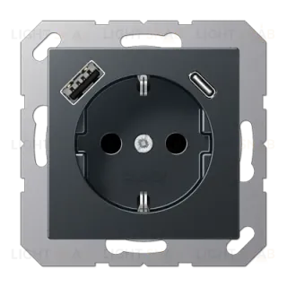Розетка 2K+З USB Typ AC Jung A1520-15CAANM