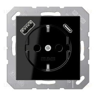 Розетка 2K+З USB Typ AC Jung A1520-15CASW