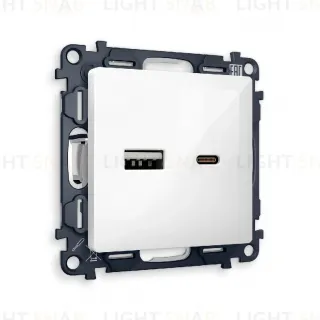 Комплект механизма розетки 2USB A+C 20W (быстрая зарядка) Ambrella Volt Alfa MA111010