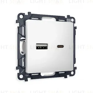 Комплект механизма розетки 2USB A+C 20W (быстрая зарядка) Ambrella Volt Alfa MA131010