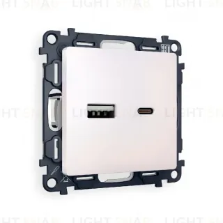 Комплект механизма розетки 2USB A+C 20W (быстрая зарядка) Ambrella Volt Alfa MA211010