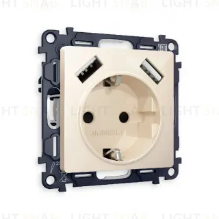 Комплект механизма розетки 2USB A+A 18W (быстрая зарядка) с/з Ambrella Volt Alfa MA309010