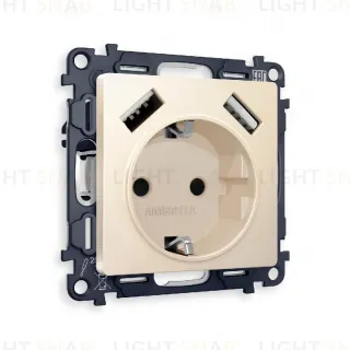 Комплект механизма розетки 2USB A+A 18W (быстрая зарядка) с/з Ambrella Volt Alfa MA329010