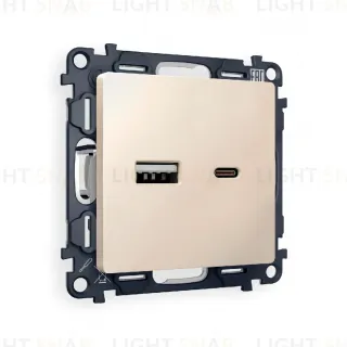 Комплект механизма розетки 2USB A+C 20W (быстрая зарядка) Ambrella Volt Alfa MA331010