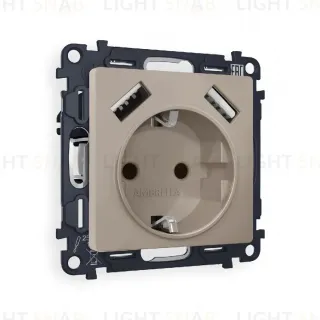 Комплект механизма розетки 2USB A+A 18W (быстрая зарядка) с/з Ambrella Volt Alfa MA369010
