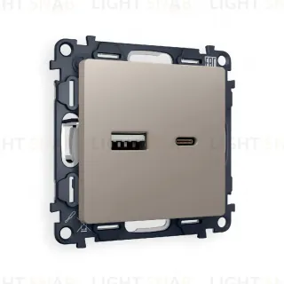 Комплект механизма розетки 2USB A+C 20W (быстрая зарядка) Ambrella Volt Alfa MA371010