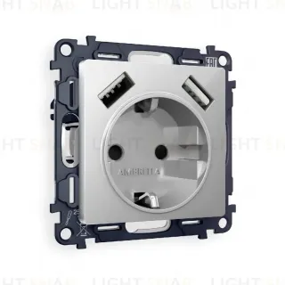 Комплект механизма розетки 2USB A+A 18W (быстрая зарядка) с/з Ambrella Volt Alfa MA409010