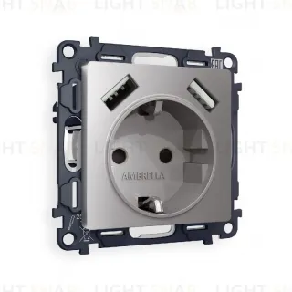 Комплект механизма розетки 2USB A+A 18W (быстрая зарядка) с/з Ambrella Volt Alfa MA509010